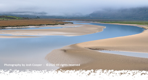 Main photo of the Dyfi estuary looking east to the river Dyfi - photograph by Josh Cooper